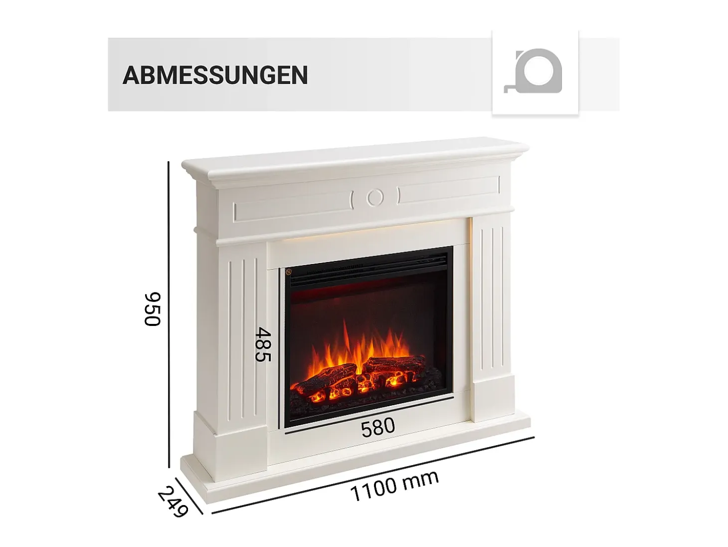 Chimenea eléctrica BALDERIA Leandros - Chimenea de pie - Blanca