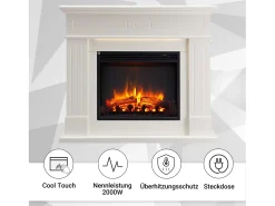 Chimenea eléctrica BALDERIA Leandros - Chimenea de pie - Blanca