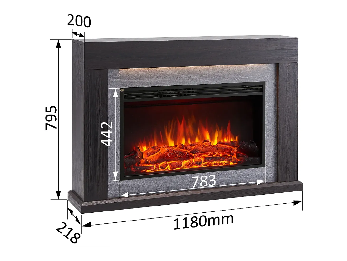 Chimenea eléctrica BALDERIA Xerxes - Chimenea de pie, calefacción 2000 W - Roble oscuro