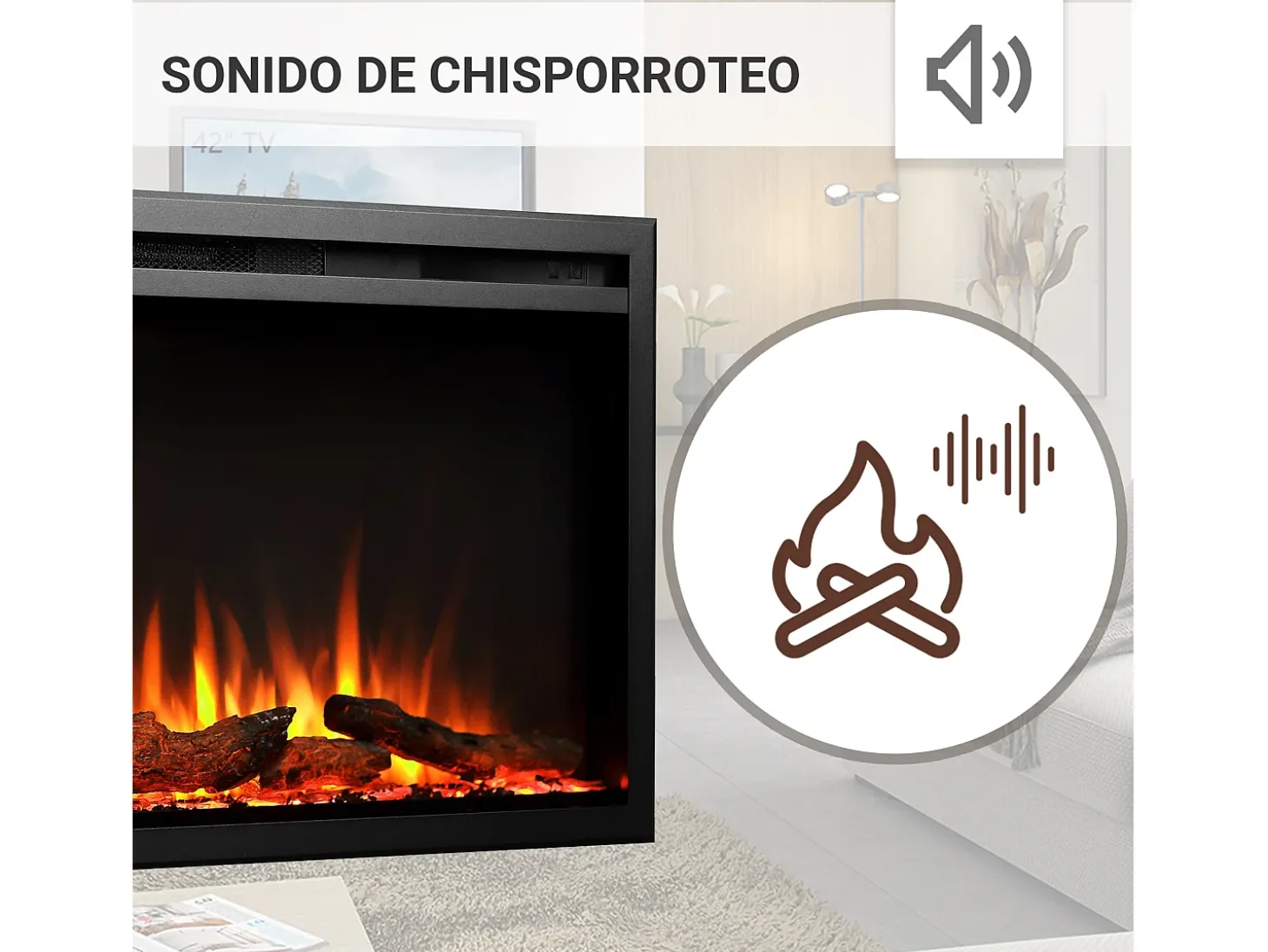 Chimenea eléctrica BALDERIA Atalanta 72 - Chimenea empotrable - Negro