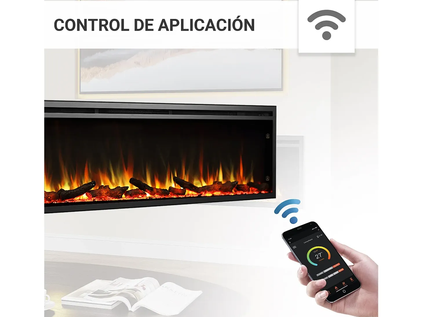 Chimenea eléctrica BALDERIA Atalanta 72 - Chimenea empotrable - Negro