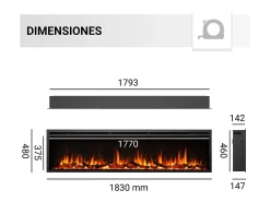 Chimenea eléctrica BALDERIA Atalanta 72 - Chimenea empotrable - Negro