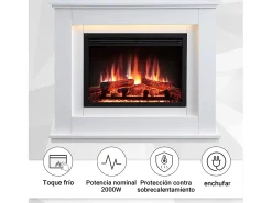 Chimenea eléctrica BALDERIA Baldur - Chimenea de pie - Blanca