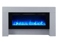 Chimenea eléctrica BALDERIA Zeus - Chimenea de pie, calefacción 2000 W - Aspecto hormigón