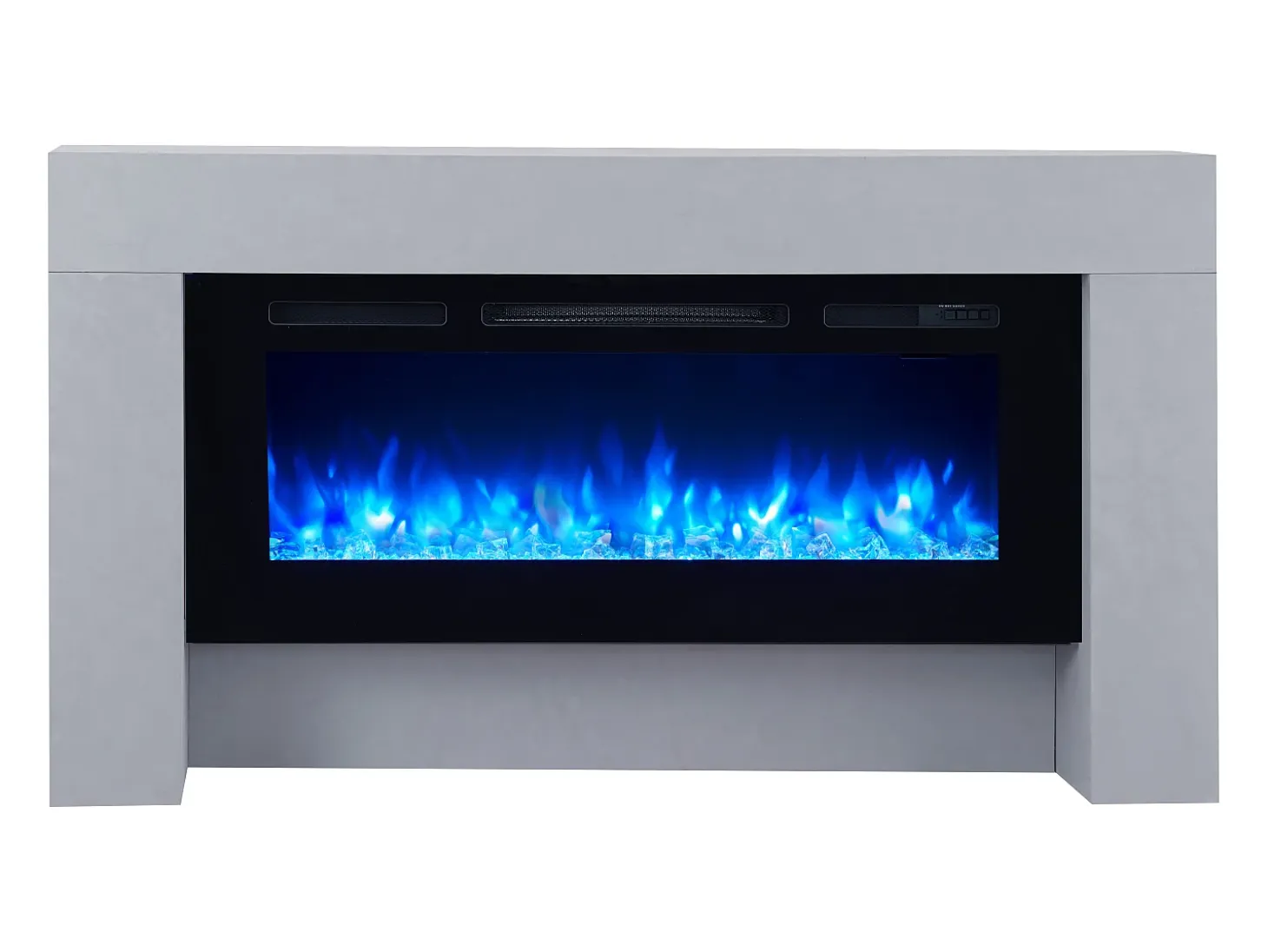 Chimenea eléctrica BALDERIA Zeus - Chimenea de pie, calefacción 2000 W - Aspecto hormigón