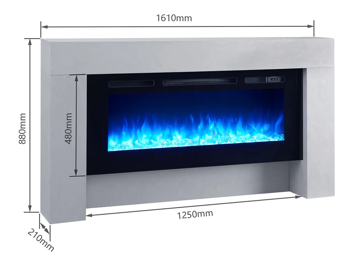 Chimenea eléctrica BALDERIA Zeus - Chimenea de pie, calefacción 2000 W - Aspecto hormigón