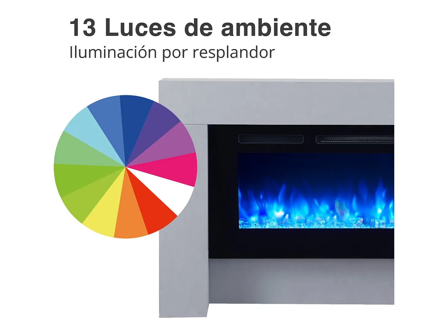 Chimenea eléctrica BALDERIA Zeus - Chimenea de pie, calefacción 2000 W - Aspecto hormigón