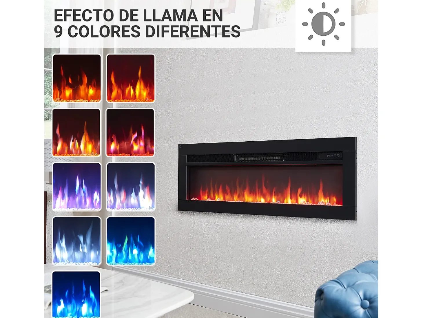 Chimenea eléctrica BALDERIA Agnes 36 - Chimenea de pie, de pared o empotrable - Negro