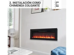 Chimenea eléctrica BALDERIA Agnes 36 - Chimenea de pie, de pared o empotrable - Negro
