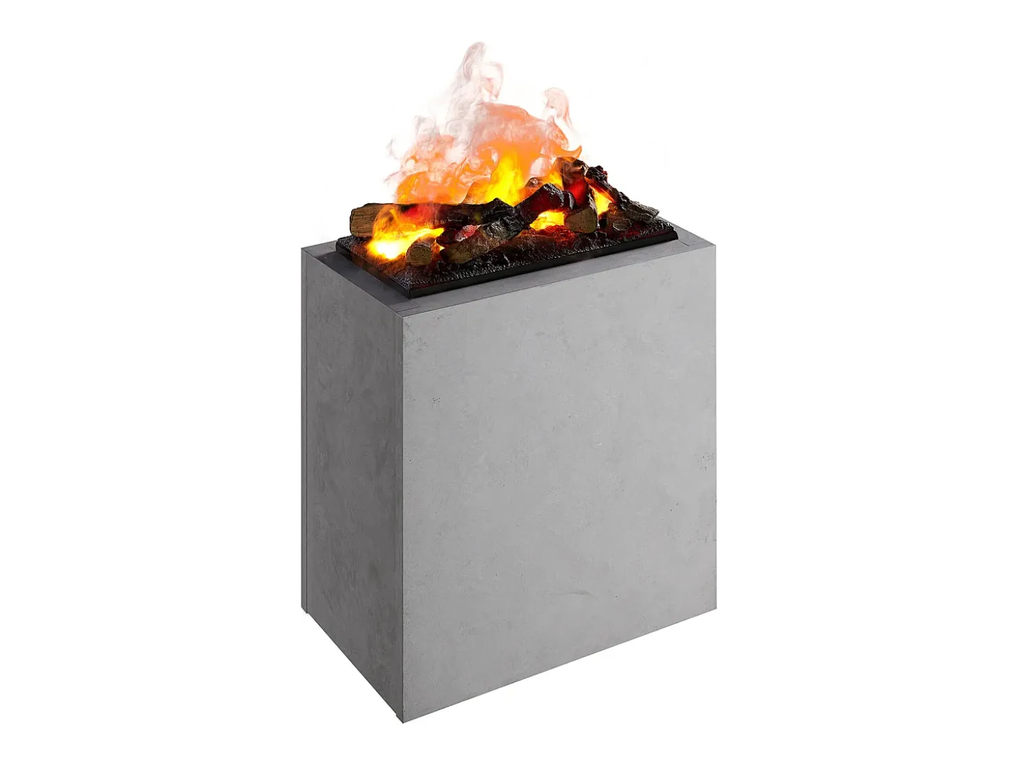 Chimenea eléctrica BALDERIA Ikarus - Chimenea de pie con efecto de llama Optmimyst, niebla - Aspecto de hormigón