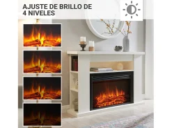 Chimenea eléctrica BALDERIA Ruby - Chimenea de pie con calefacción 2000 W - Blanco