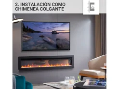 Chimenea eléctrica BALDERIA Agnes 60 - Chimenea de pared o empotrable - Negro