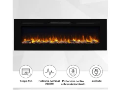 Chimenea eléctrica BALDERIA Fiamma 60 - Chimenea empotrable, calefacción 2000 W - Negro