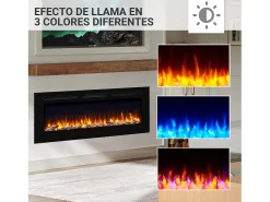Chimenea eléctrica BALDERIA Fiamma 60 - Chimenea empotrable, calefacción 2000 W - Negro
