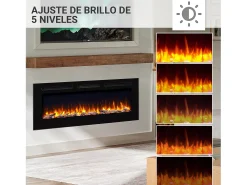 Chimenea eléctrica BALDERIA Fiamma 60 - Chimenea empotrable, calefacción 2000 W - Negro