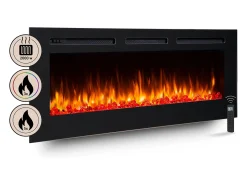 Chimenea eléctrica BALDERIA Fiamma 60 - Chimenea empotrable, calefacción 2000 W - Negro