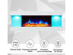 Chimenea eléctrica BALDERIA Lumina - Chimenea de pared - Blanca