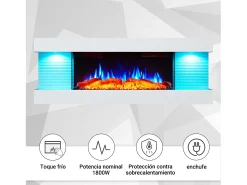 Chimenea eléctrica BALDERIA Lumina - Chimenea de pared - Blanca