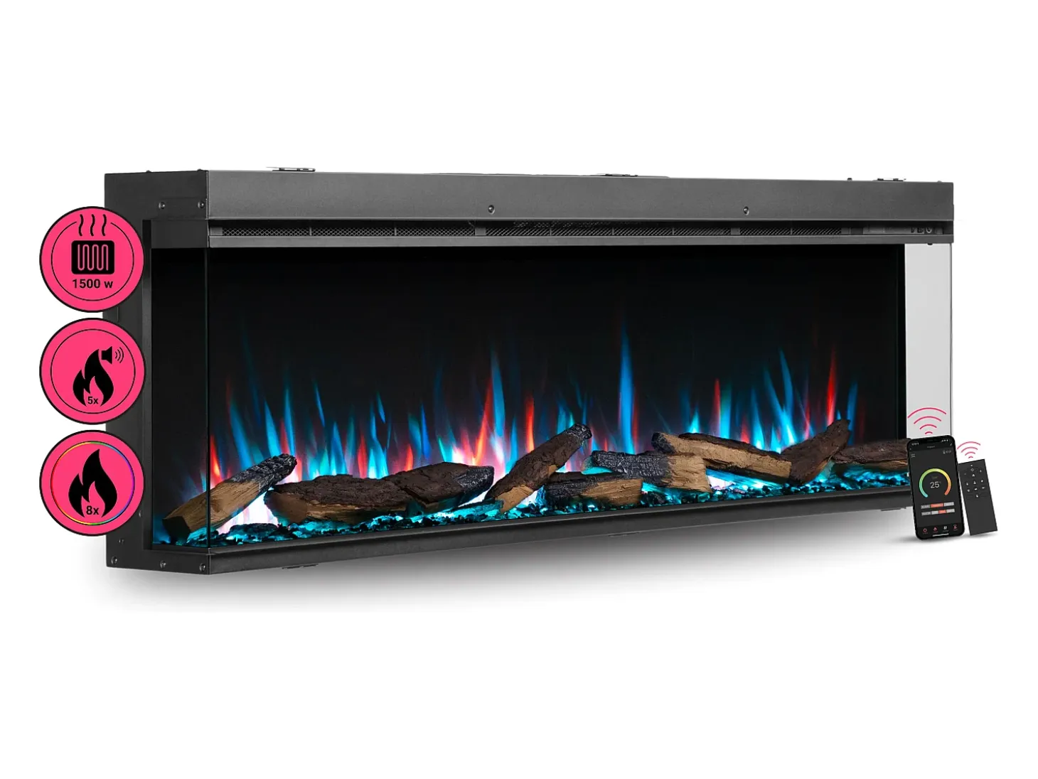 Chimenea eléctrica BALDERIA Athena smart 60 - Chimenea empotrable - Negro