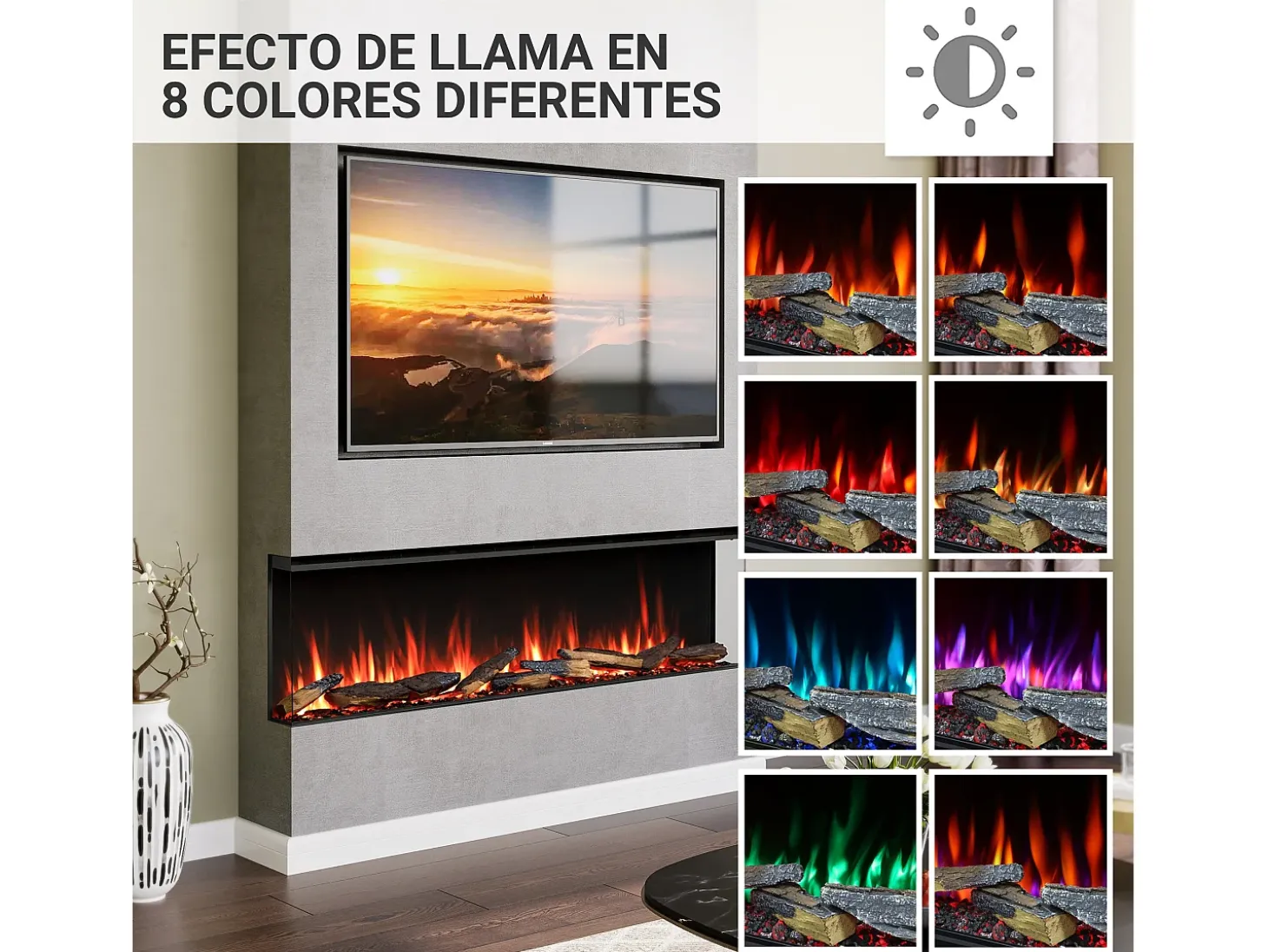 Chimenea eléctrica BALDERIA Athena smart 60 - Chimenea empotrable - Negro
