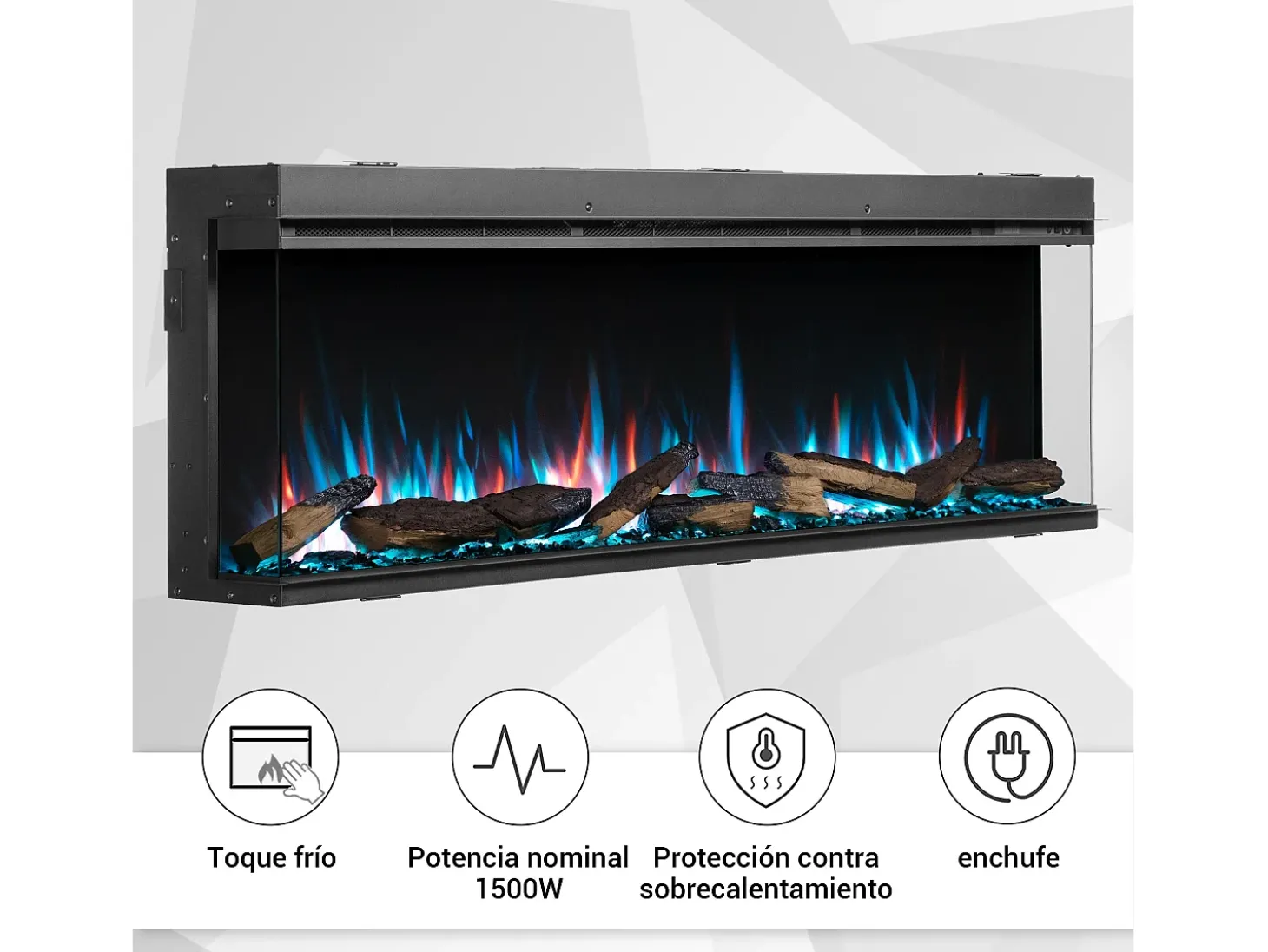 Chimenea eléctrica BALDERIA Athena smart 60 - Chimenea empotrable - Negro
