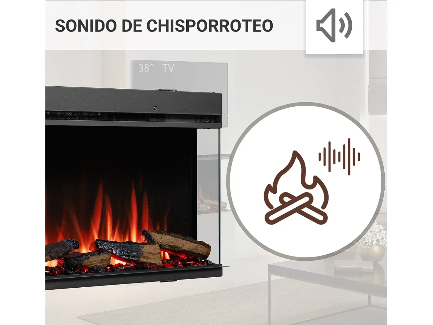 Chimenea eléctrica BALDERIA Athena smart 60 - Chimenea empotrable - Negro