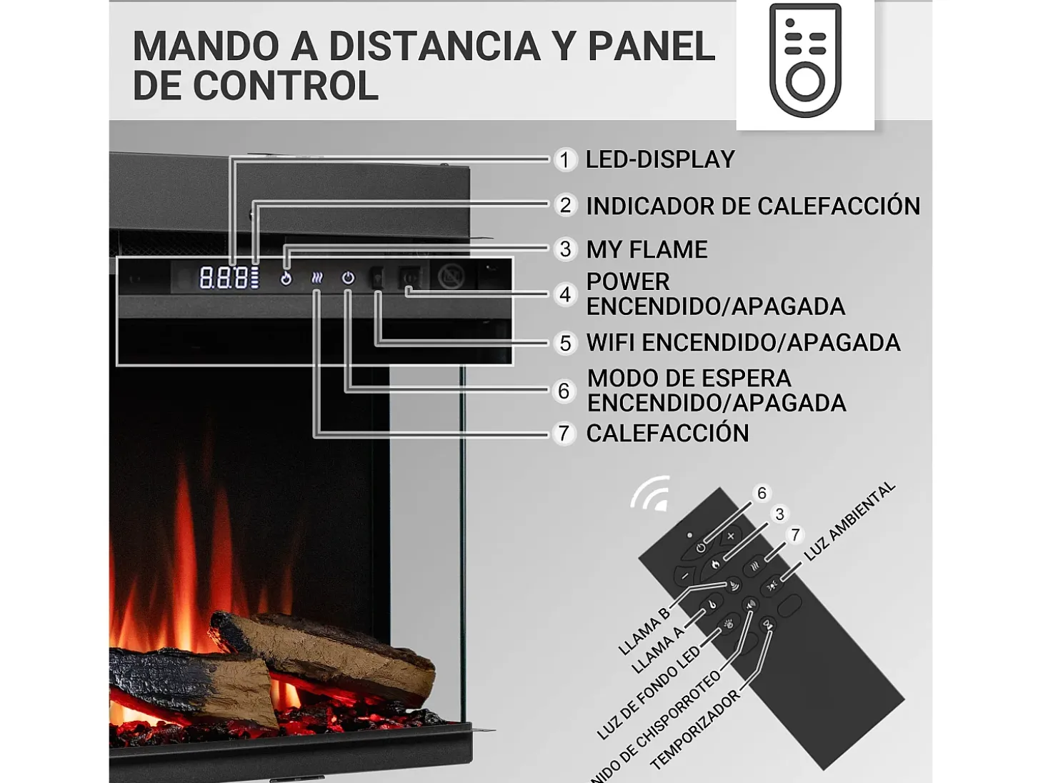 Chimenea eléctrica BALDERIA Athena smart 52 - Chimenea empotrable - Negro