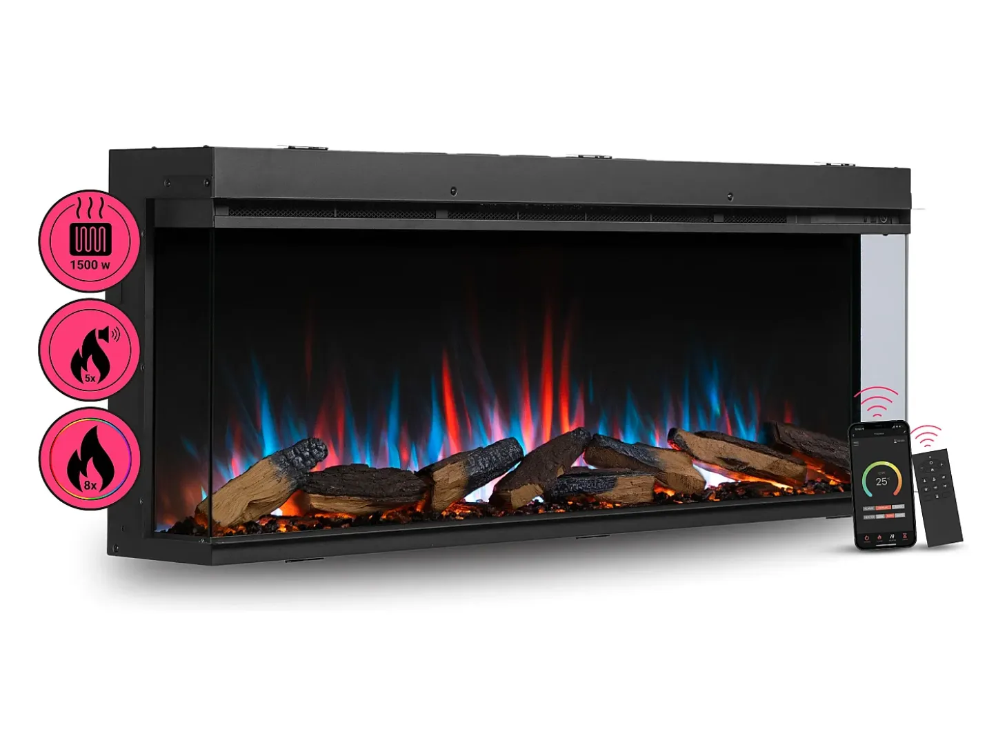 Chimenea eléctrica BALDERIA Athena smart 52 - Chimenea empotrable - Negro