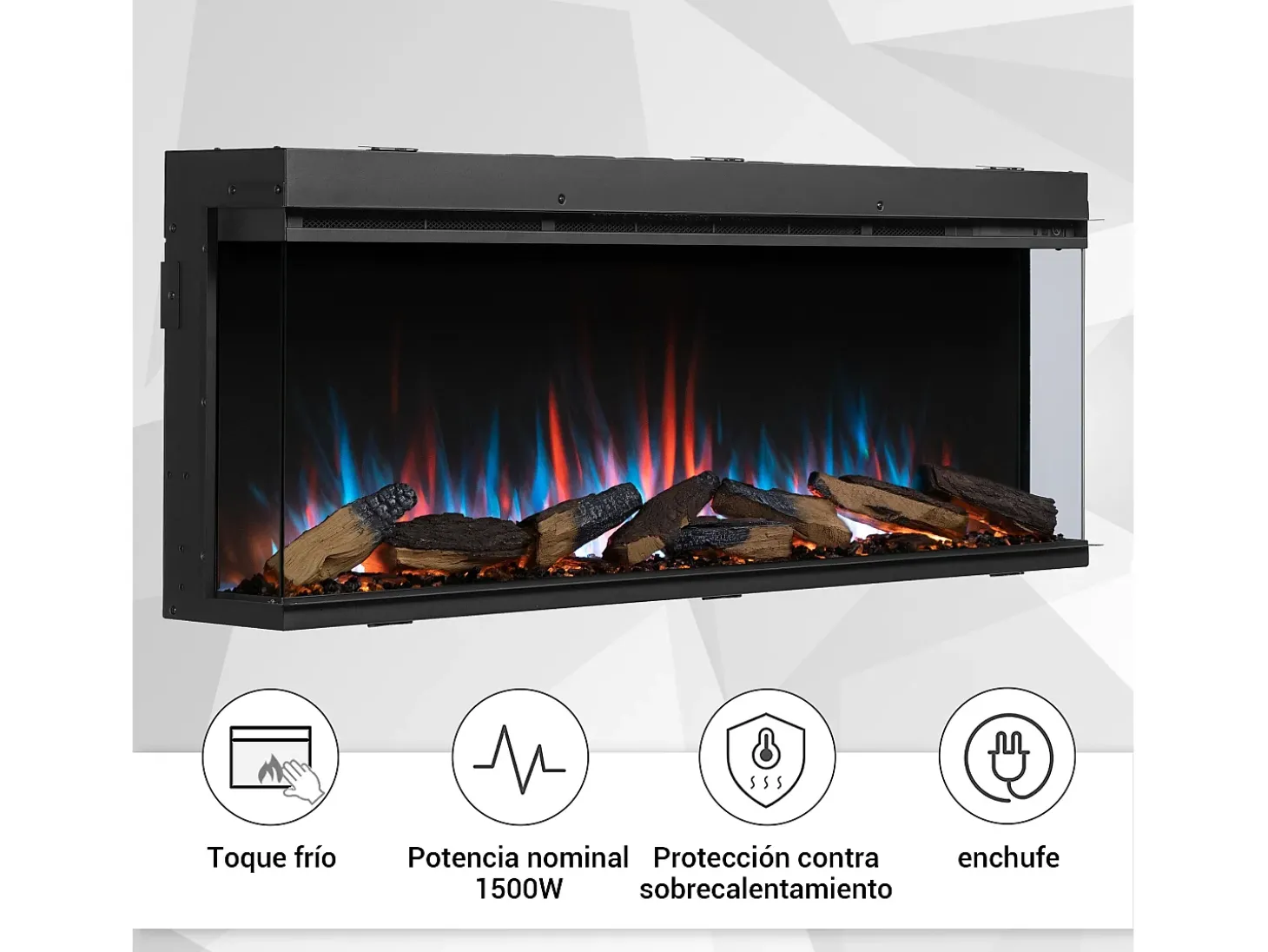 Chimenea eléctrica BALDERIA Athena smart 52 - Chimenea empotrable - Negro