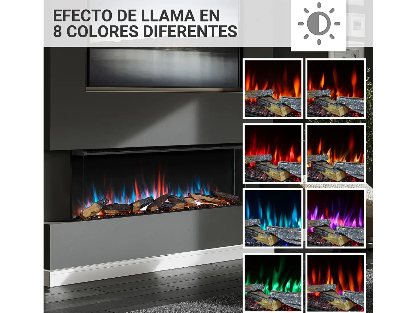 Chimenea eléctrica BALDERIA Athena smart 52 - Chimenea empotrable - Negro