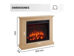 Chimenea eléctrica BALDERIA Phanos - Chimenea independiente - Roble claro