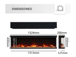 Chimenea eléctrica BALDERIA pure Orson 60 - Chimenea empotrable/de pared - Negro