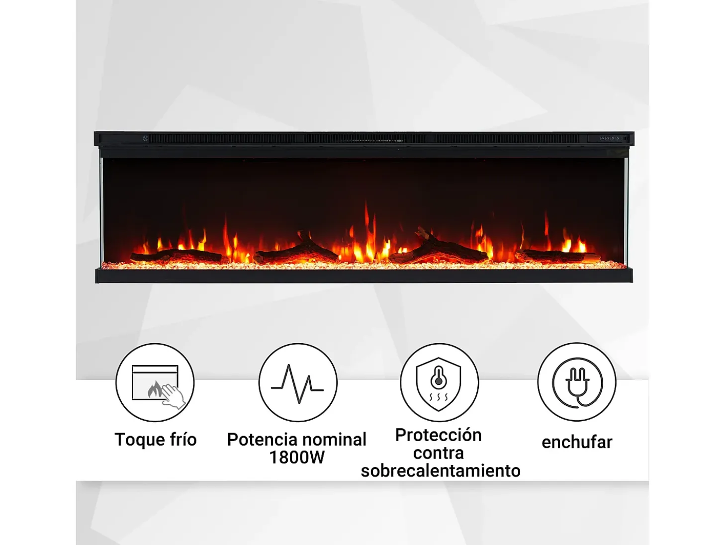 Chimenea eléctrica BALDERIA pure Orson 60 - Chimenea empotrable/de pared - Negro