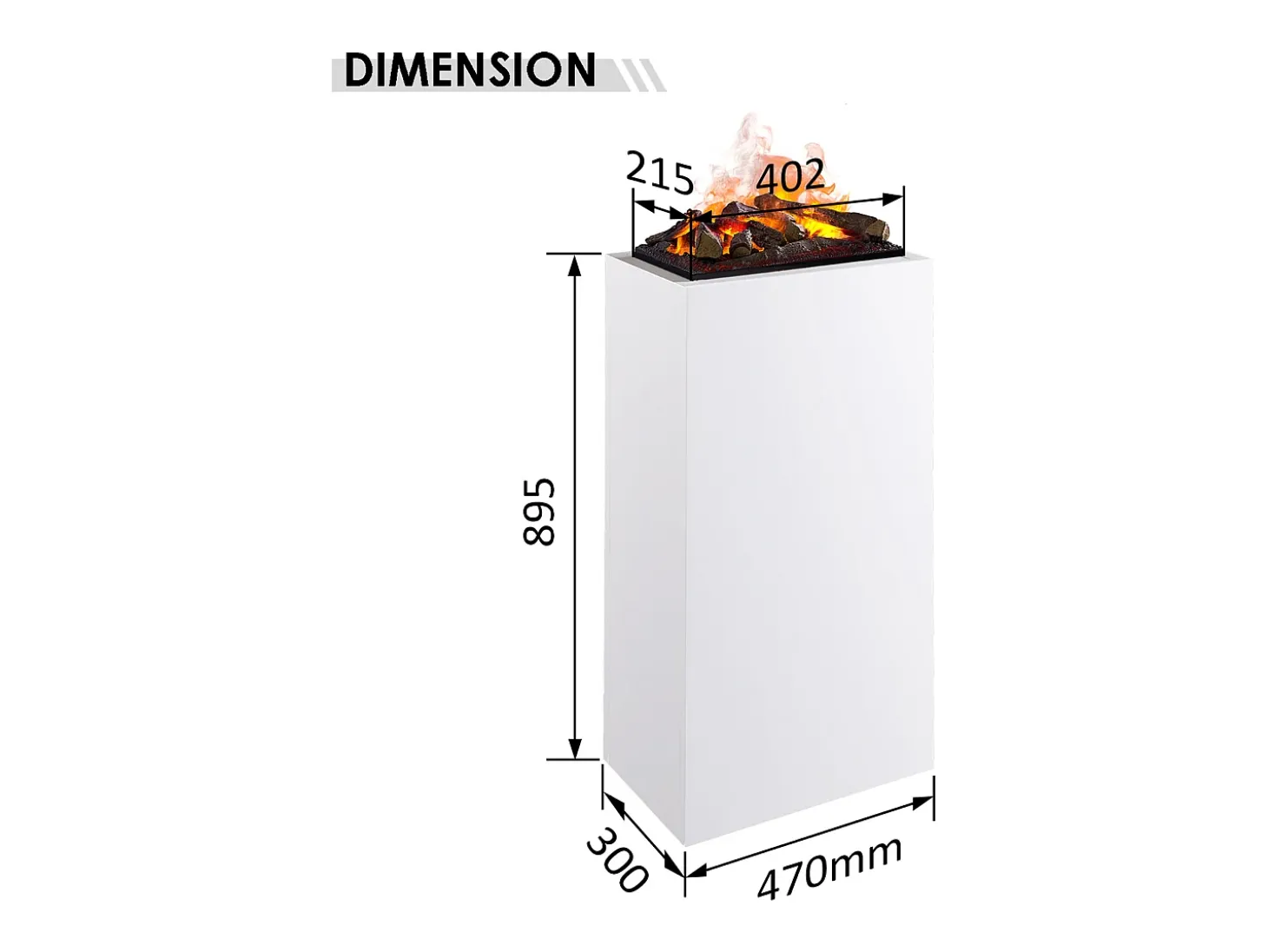 Chimenea eléctrica BALDERIA Ikarus - Columna de pie - Blanco, alta
