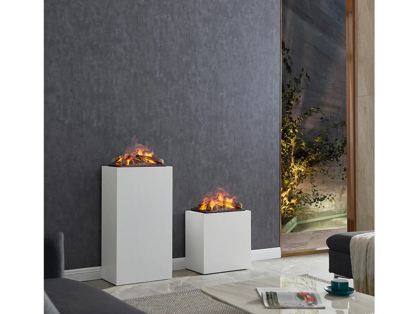 Chimenea eléctrica BALDERIA Ikarus - Columna de pie - Blanco, alta