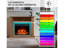 Chimenea eléctrica BALDERIA Liora - Chimenea de pie, estante, calefacción - Roble oscuro