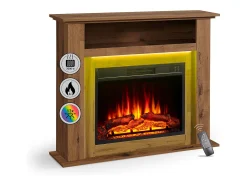 Chimenea eléctrica BALDERIA Liora - Chimenea de pie, estante, calefacción - Roble oscuro