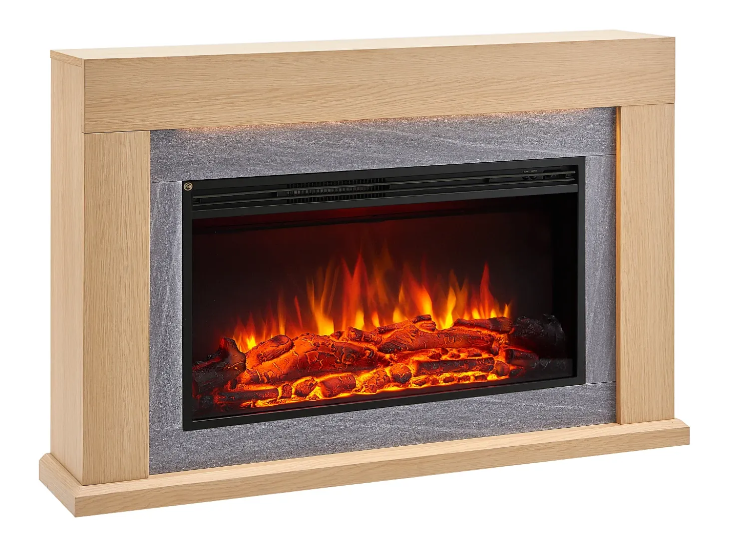 Chimenea eléctrica BALDERIA Xerxes - Chimenea de pie, calefacción 2000 W - Roble claro