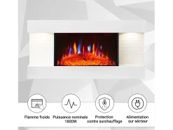 Chimenea eléctrica BALDERIA Ida ñ Chimenea de pared - Blanco