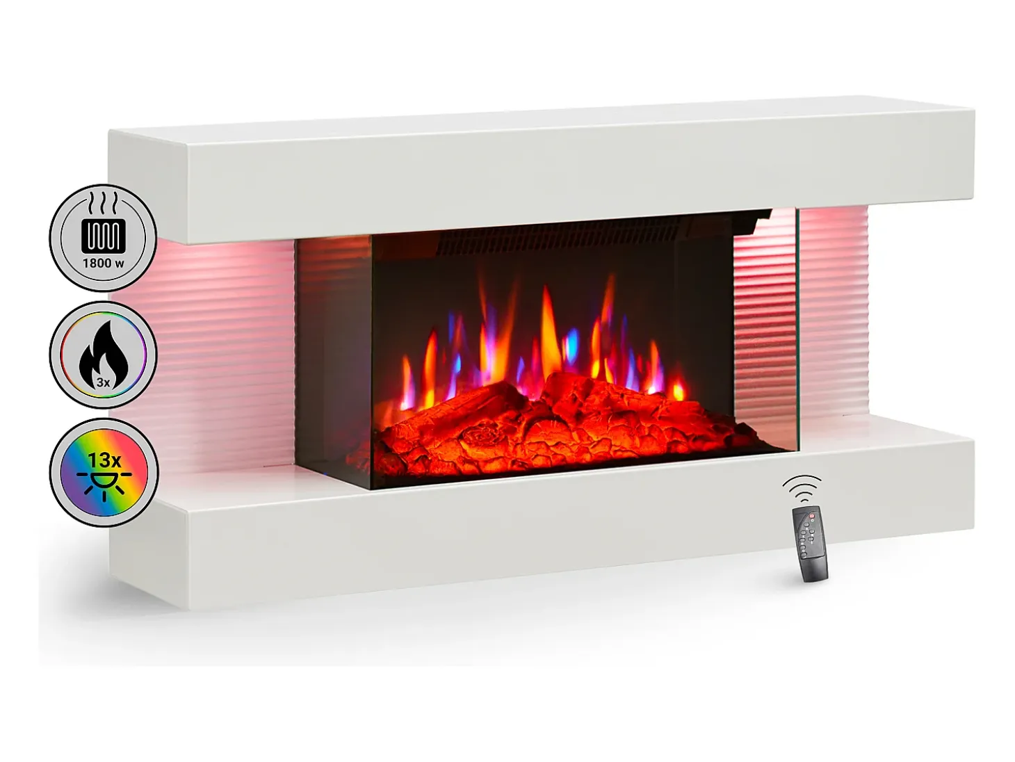 Chimenea eléctrica BALDERIA Ida ñ Chimenea de pared - Blanco