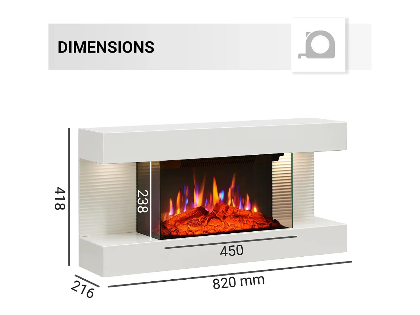 Chimenea eléctrica BALDERIA Ida ñ Chimenea de pared - Blanco