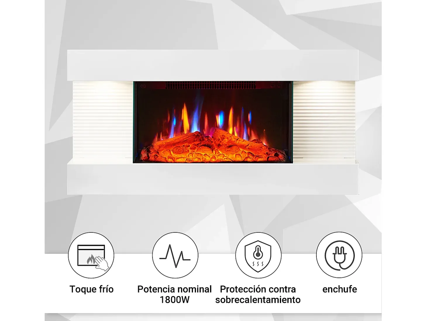 Chimenea eléctrica BALDERIA Ida ñ Chimenea de pared - Blanco