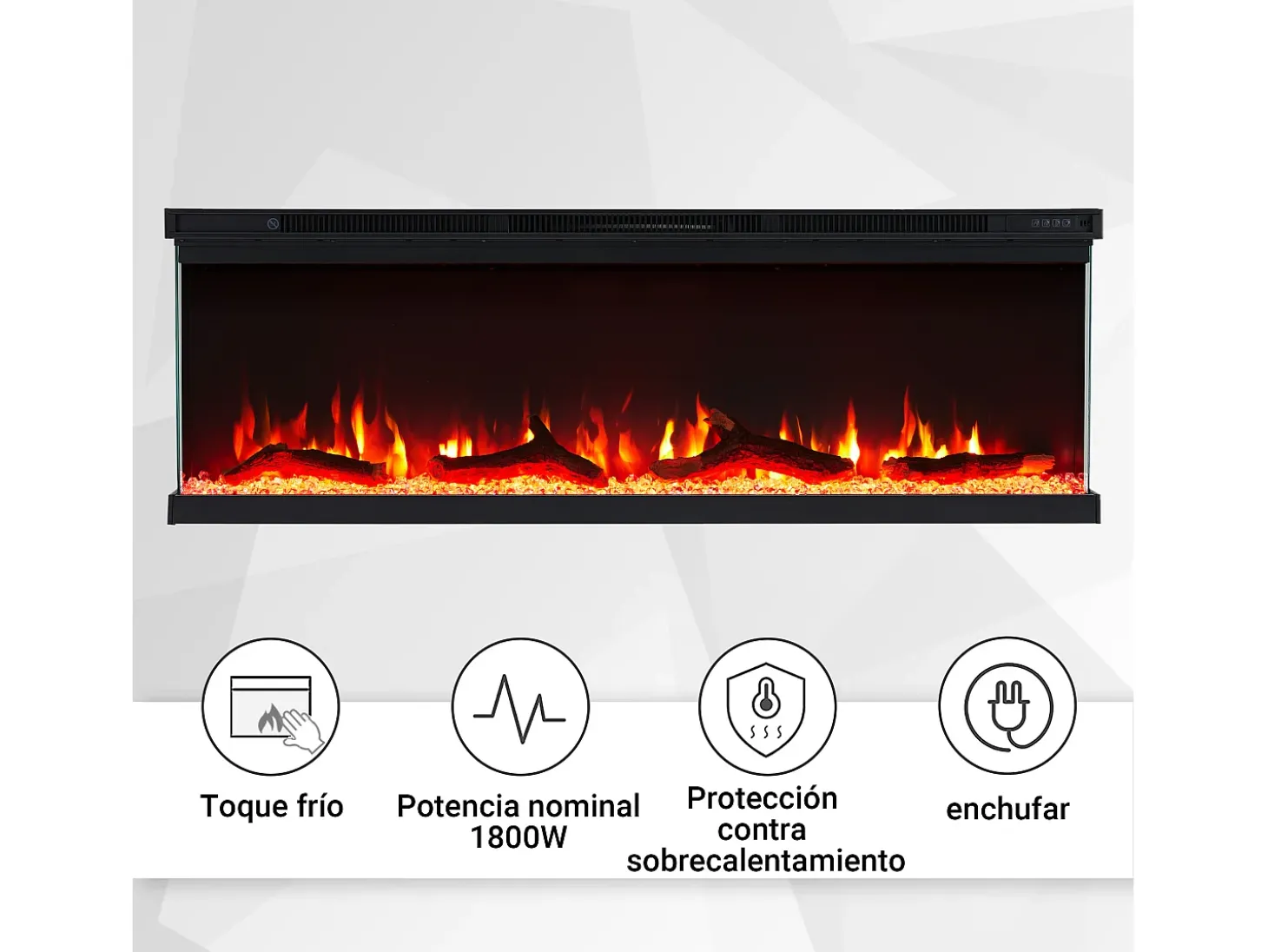 Chimenea eléctrica BALDERIA Orson 50 - Chimenea empotrable - Negro