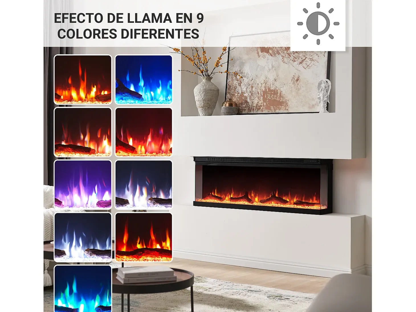 Chimenea eléctrica BALDERIA Orson 50 - Chimenea empotrable - Negro