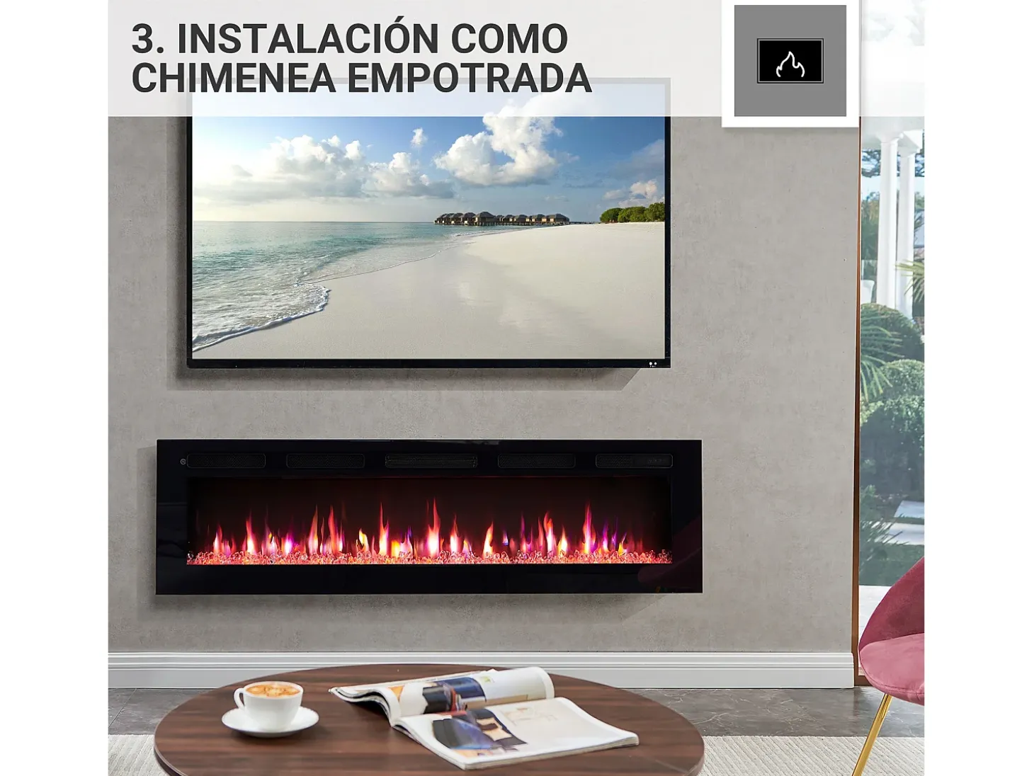 Chimenea eléctrica BALDERIA Leif 60 - 2 en 1 - negro