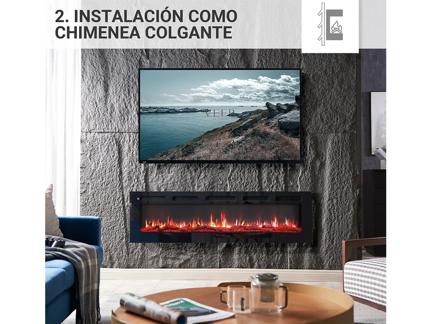 Chimenea eléctrica BALDERIA Leif 60 - 2 en 1 - negro