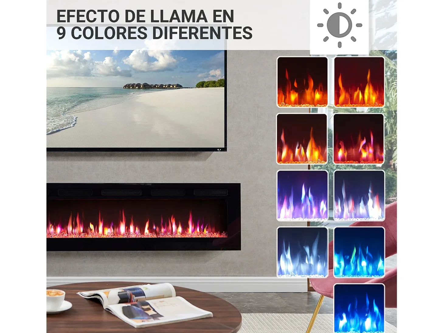 Chimenea eléctrica BALDERIA Leif 60 - 2 en 1 - negro