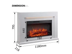 Chimenea eléctrica BALDERIA Xerxes - Chimenea de pie, calefacción 2000 W - Aspecto hormigón