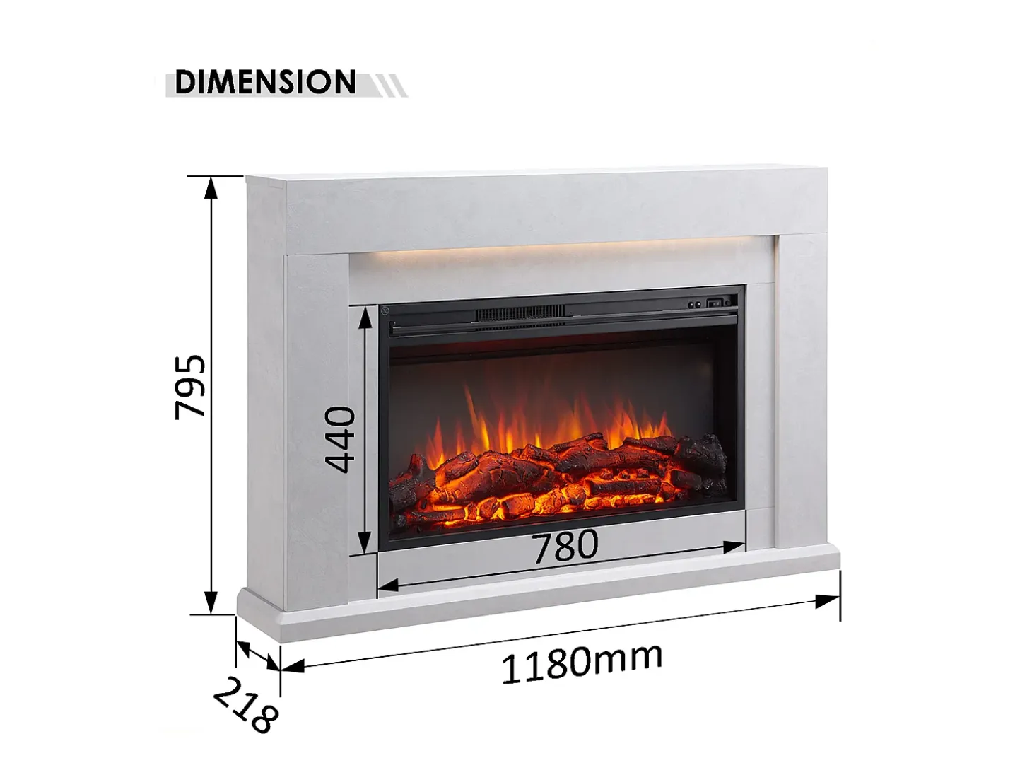 Chimenea eléctrica BALDERIA Xerxes - Chimenea de pie, calefacción 2000 W - Aspecto hormigón