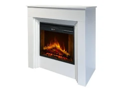 Chimenea eléctrica BELLINI, chimenea de pie, madera blanca, fabricada en Italia, L96 x P35 x H96
